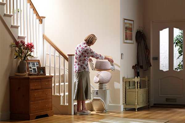 folding stairlift stand up position